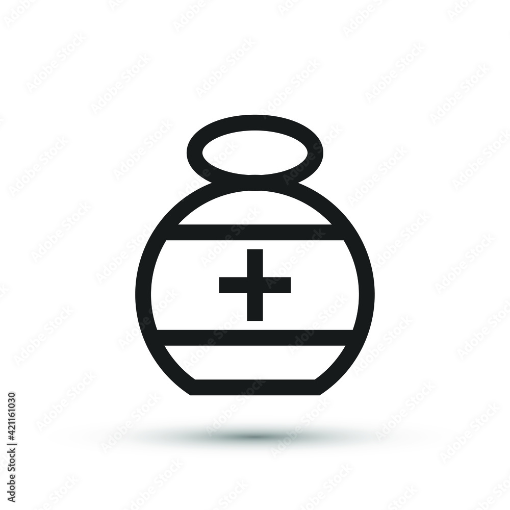 Pills and drugs icon vector medical element for trendy design. Simple pharmacy pictogram for mobile concept and web apps. Vector line medical bottle icon isolated on a white background Pills and drugs icon vector medical element for trendy design. Simple pharmacy pictogram for mobile concept and web apps. Vector line medical bottle icon isolated on a white background