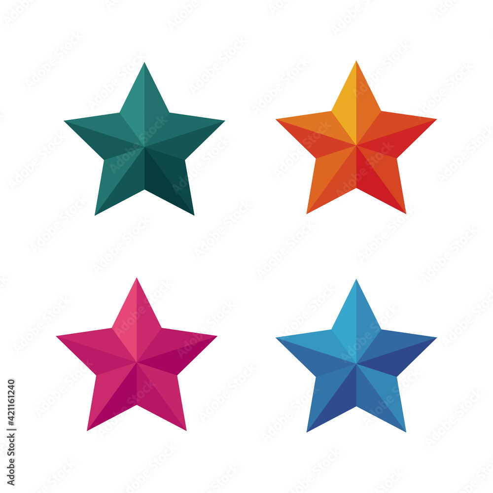 set of colorful stars set of colorful stars
