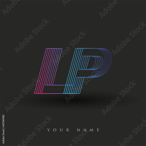 initial letter logo LP colored blue and magenta with striped composition, Vector logo design template elements for your business or company identity.