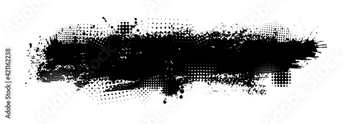 Black blot with splashes. Vector illustration