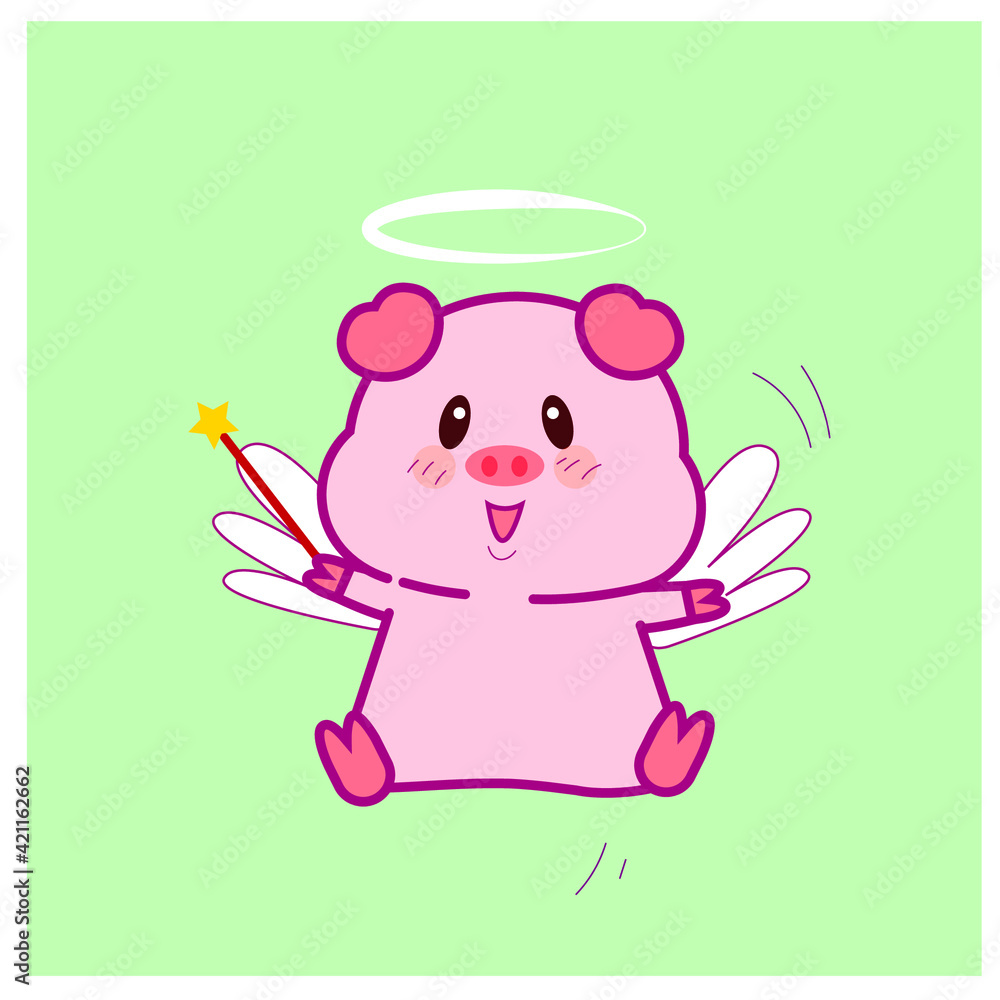 Vector illustration symbol icon character of cute happy pink pig. Vector illustration symbol icon character of cute happy pink pig.