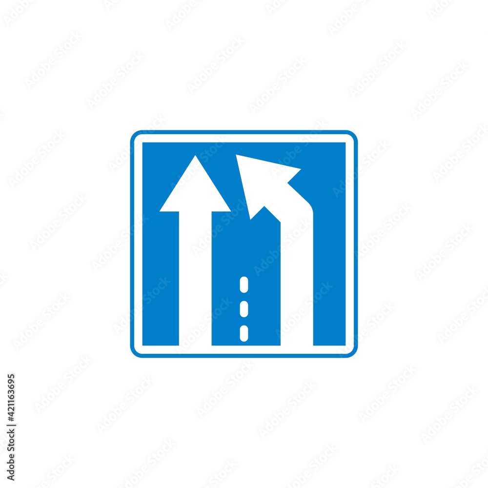 Road narrows traffic sign flat icon Road narrows traffic sign flat icon