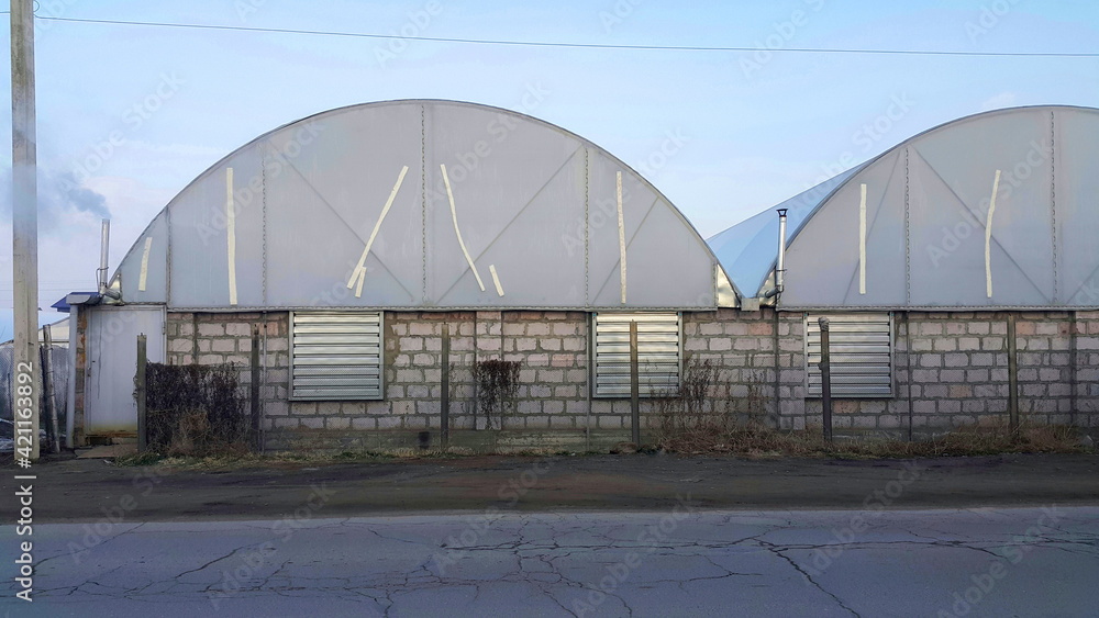 Round greenhouses for growing plants and flowers. Round greenhouses for growing plants and flowers.