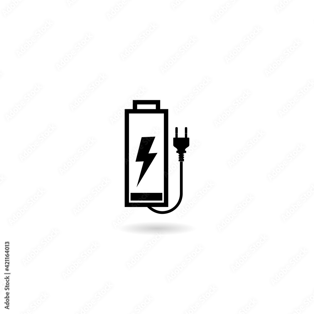 Low battery charger icon with shadow Low battery charger icon with shadow