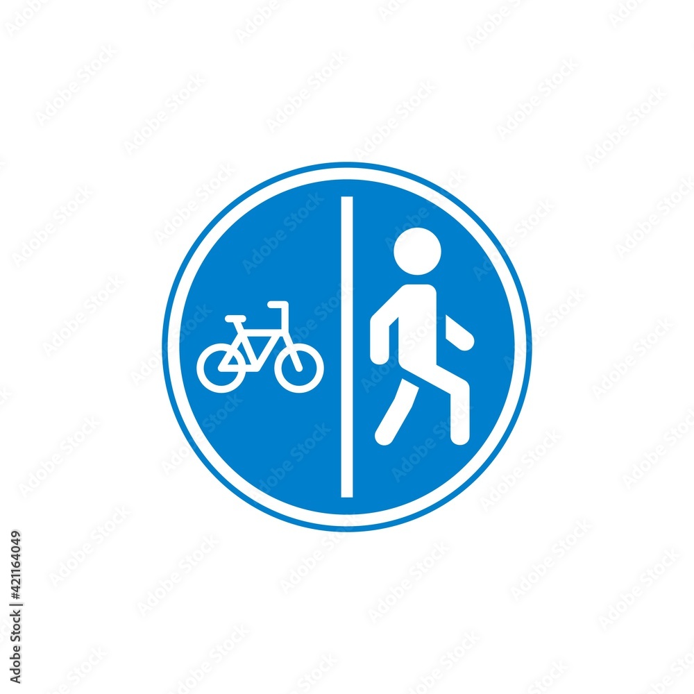 Bicyclist and pedestrian traffic sign flat icon Bicyclist and pedestrian traffic sign flat icon