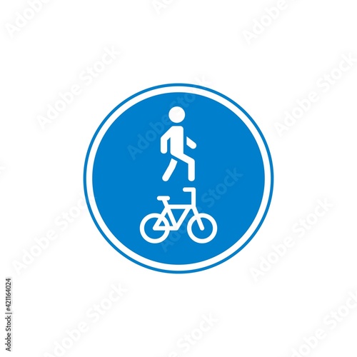 Pedestrian and bicyclist traffic sign flat icon