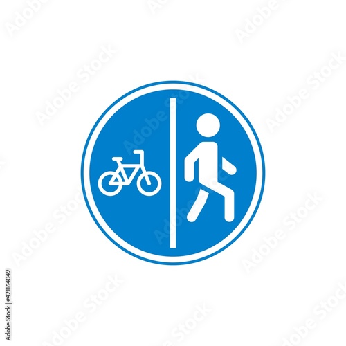 Bicyclist and pedestrian traffic sign flat icon