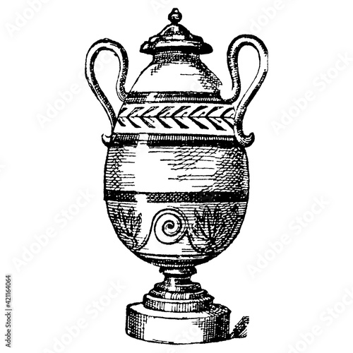 Vintage engraving of a roman lacrymatory