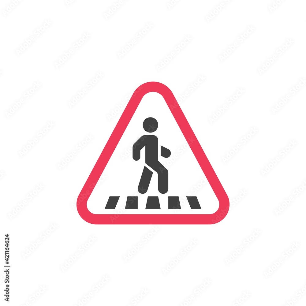 Pedestrian warning sign flat icon Pedestrian warning sign flat icon