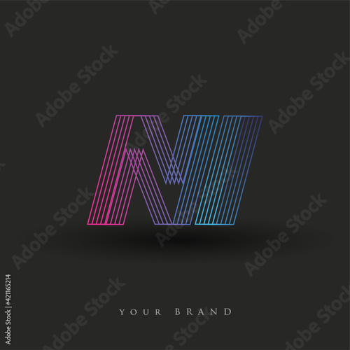 initial letter logo NI colored blue and magenta with striped composition, Vector logo design template elements for your business or company identity.