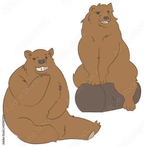 悪だくみで笑うクマのセット