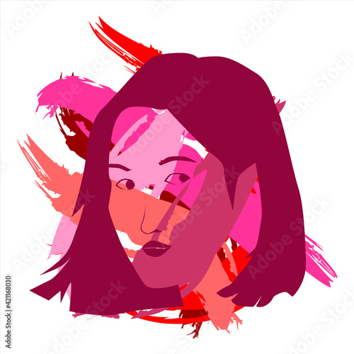 Foto Women facer art with color gradation pink vector ilustration eps 10