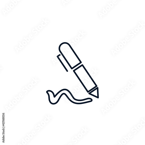 Pen, signature. Concept for autograph, consent, confirmation. Vector icon isolated on white background. 