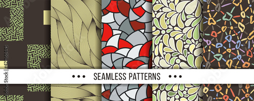 Set of Abstract Seamless Pattern. Collection of elegant patterns for all occasions