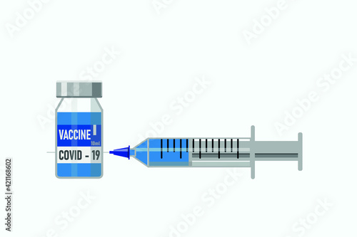 Covid-19 Coronavirus concept. vaccine vial and syringe. quarantine from Wuhan novel coronavirus. pandemic covid-19 outbreak. isolated icon