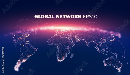 Global network vector background. Telecommunication iot system. IOT wire. 5G wire.