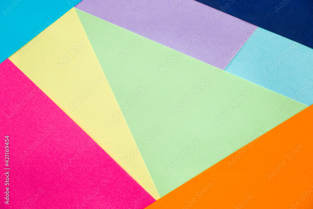 Colorful paper background, paper board and geometric figures, pastel color Colorful paper background, paper board and geometric figures, pastel color