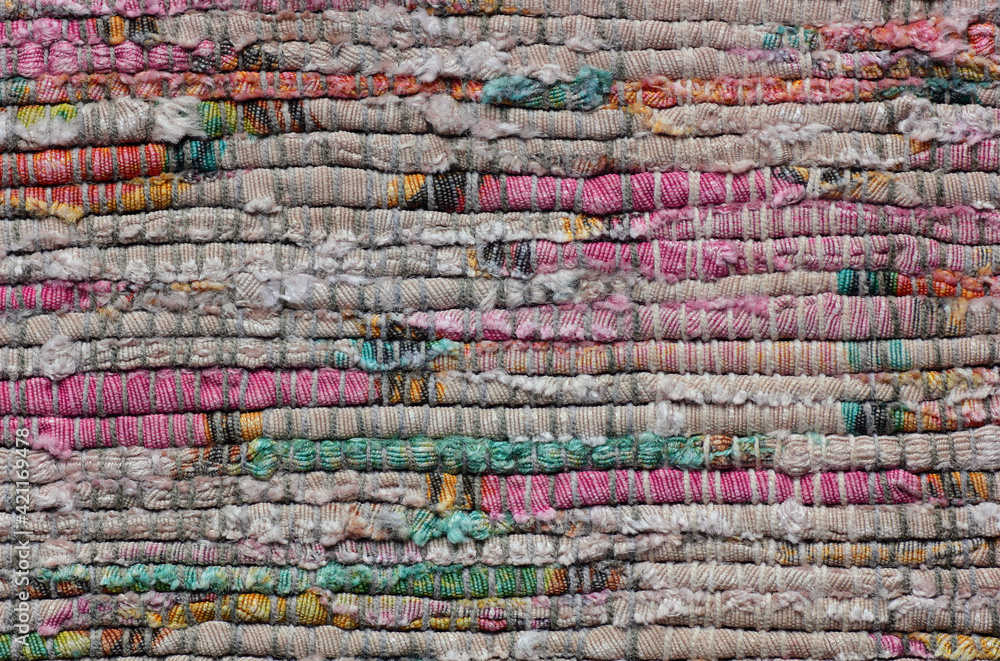 Coarse cotton woven handmade fabric, background and texture for your design, closeup or macro, natural dye, zero waste rag and eco friendly handmade textile concept Coarse cotton woven handmade fabric, background and texture for your design, closeup or macro, natural dye, zero waste rag and eco friendly handmade textile concept
