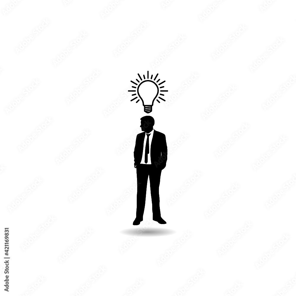 Businessman with an idea icon with shadow Businessman with an idea icon with shadow