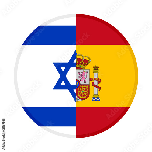 round icon with israel and spain flags