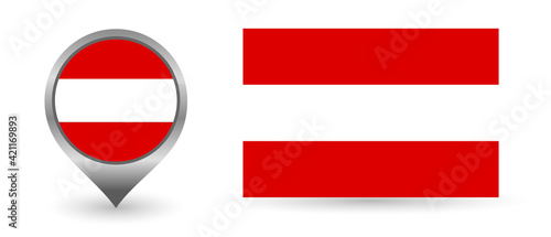 Vector flag Austria. Location point with flag Austria inside. Free Download Vector flag Austria. Location point with flag Austria inside. - GFXLoad