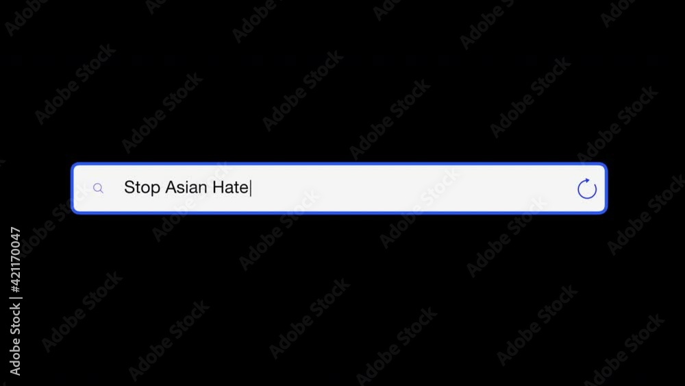 Text Stop Asian Hate in a text message in the input line of an Internet search engine loops the animated video. Including alpha channel Text Stop Asian Hate in a text message in the input line of an Internet search engine loops the animated video. Including alpha channel