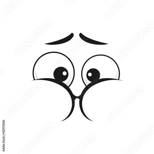 Resentful emoticon with puffy cheeks isolated emoji. Vector aggrieved or insulted person face expression, social network chat message. Blowing or puffing smiley, annoyed or wounded facial expression