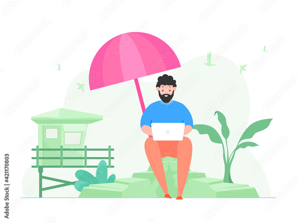 Modern flat design illustration of Startup, Allows work and vacation. This Illustration perfect for website and mobile website.