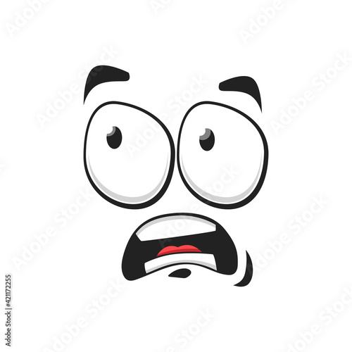 Surprised cartoon face vector icon, funny emoji, astonished facial expression with wide open mouth and goggle eyes, feelings isolated on white background