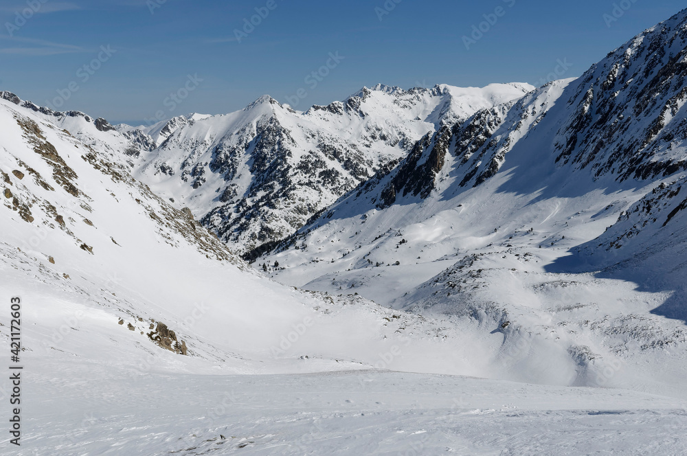 Snowy sceneries in Eastern Pyrenees Mountains