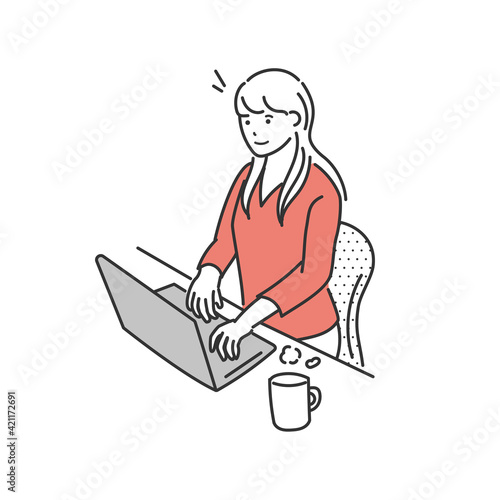 リモートワークをするビジネス女性