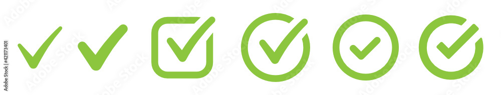 © Icons-Studio - Green collection of check mark. Tick vector icon, accept the right choice. Approval checkmark, good solution. © Icons-Studio - Green collection of check mark. Tick vector icon, accept the right choice. Approval checkmark, good solution.