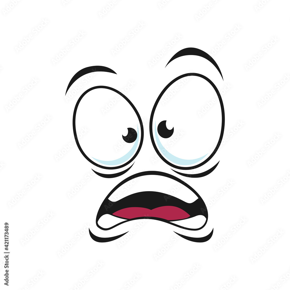 Cartoon face vector frightened emoji fear or worry - Stock