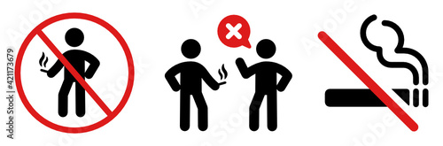 No smoking symbol icons sign set illustration on white background.