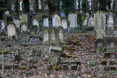 Jewish cemetery in Germany with old tombs photo