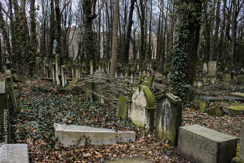 Jewish cemetery in Germany with old tombs photo