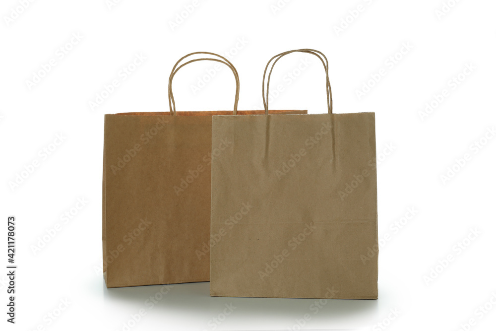 Blank paper bags isolated on white background Blank paper bags isolated on white background