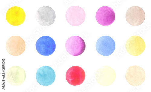 Round watercolor badges isolated on white background