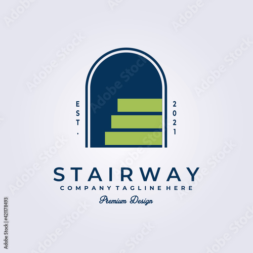 stair way , door access , entrance logo vector illustration design