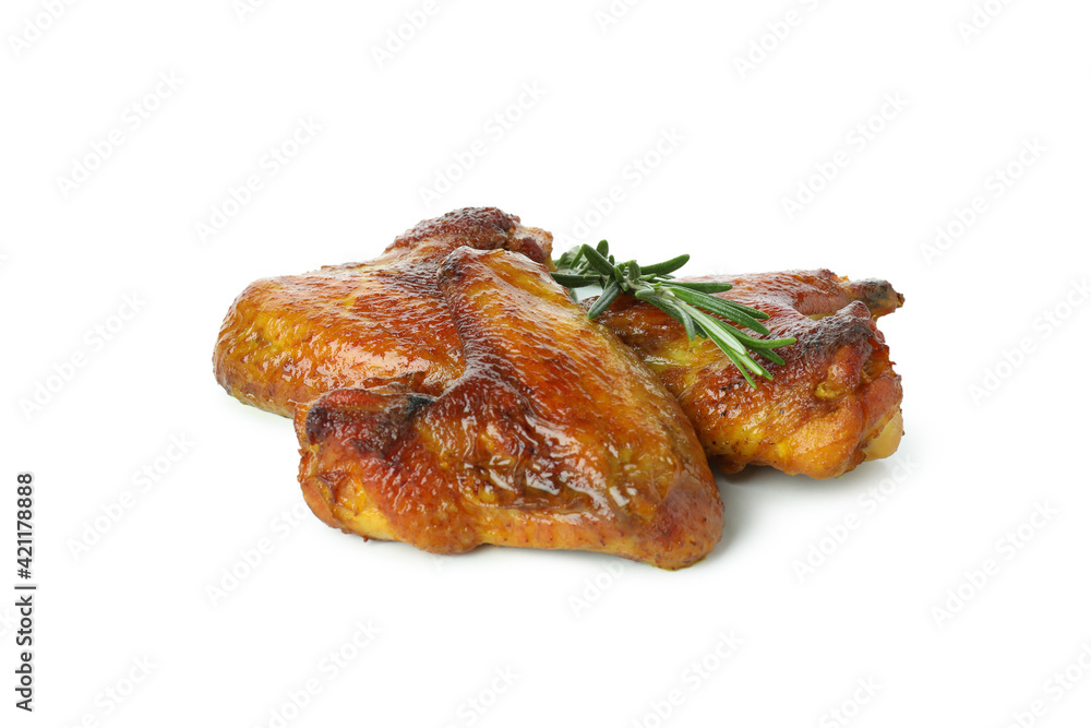 Baked chicken wings isolated on white background Baked chicken wings isolated on white background