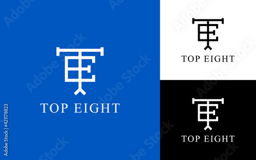 T and E letter initial clever monogram logo design