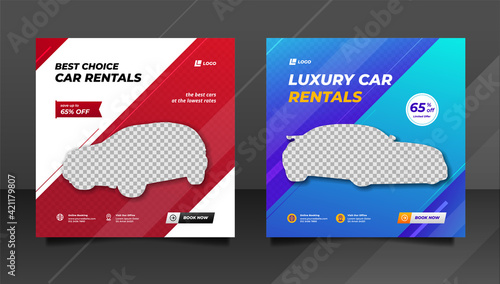 Car rental promotion social media post banner template
