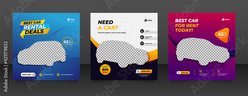 Car rental promotion social media post banner template
