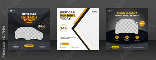 Car rental promotion social media post banner template