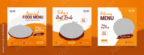 Food social media post and promotion banner design template