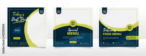 Food social media post and promotion banner design template