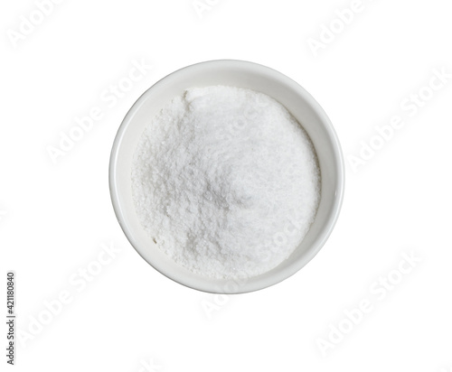 Salt in bowl isolated on white background with clipping path