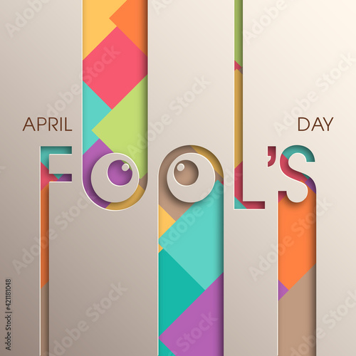 April fool's day celebration greeting card design. photo