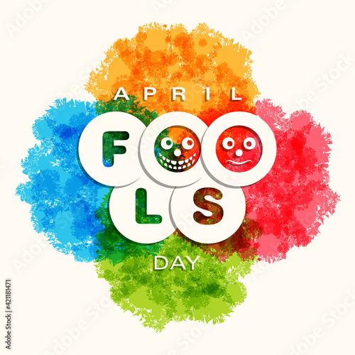 April fool's day celebration greeting card design. photo