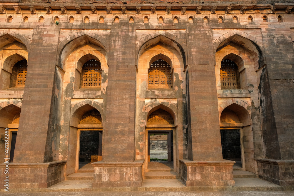 Hindola Mahal is a large meeting hall in the ancient Indian city of Mandu, Madhya Pradesh, India.